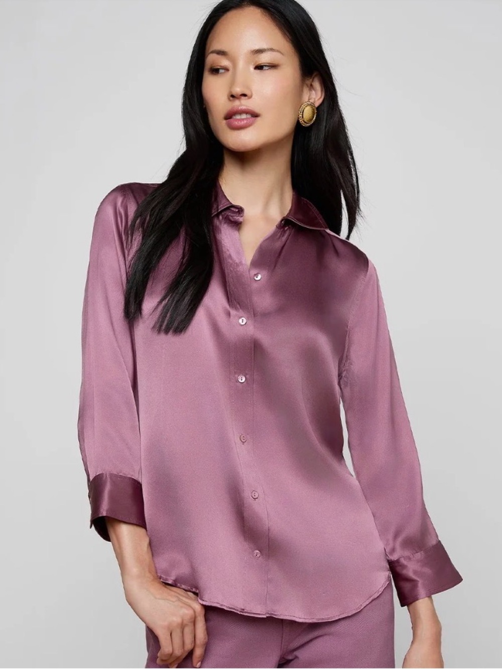 L'AGENCE Dani Silk Blouse in Dusky Rose